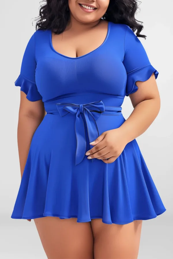 Robe body femme habillée grande taille bleu