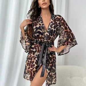 body satin en kimono léopard