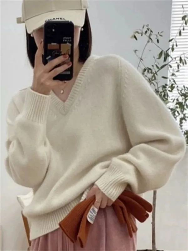 pull col V en pure laine Céline
