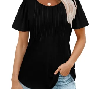 Chemise body plissée noir à rayures